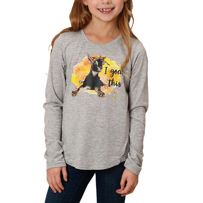 Roper Girl's Long Sleeve Knit Grey Shirt