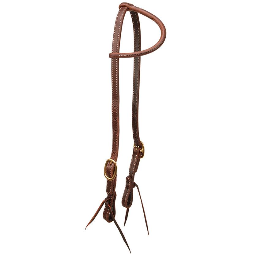 STT Oiled Leather Rolled Slide Ear Headstall 5/8" with Tie Ends