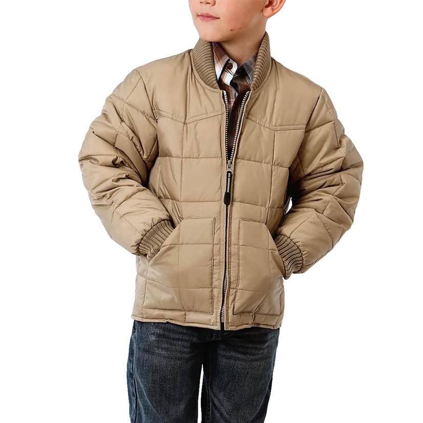 Roper Tan Puffy Zip Up Boy's Jacket