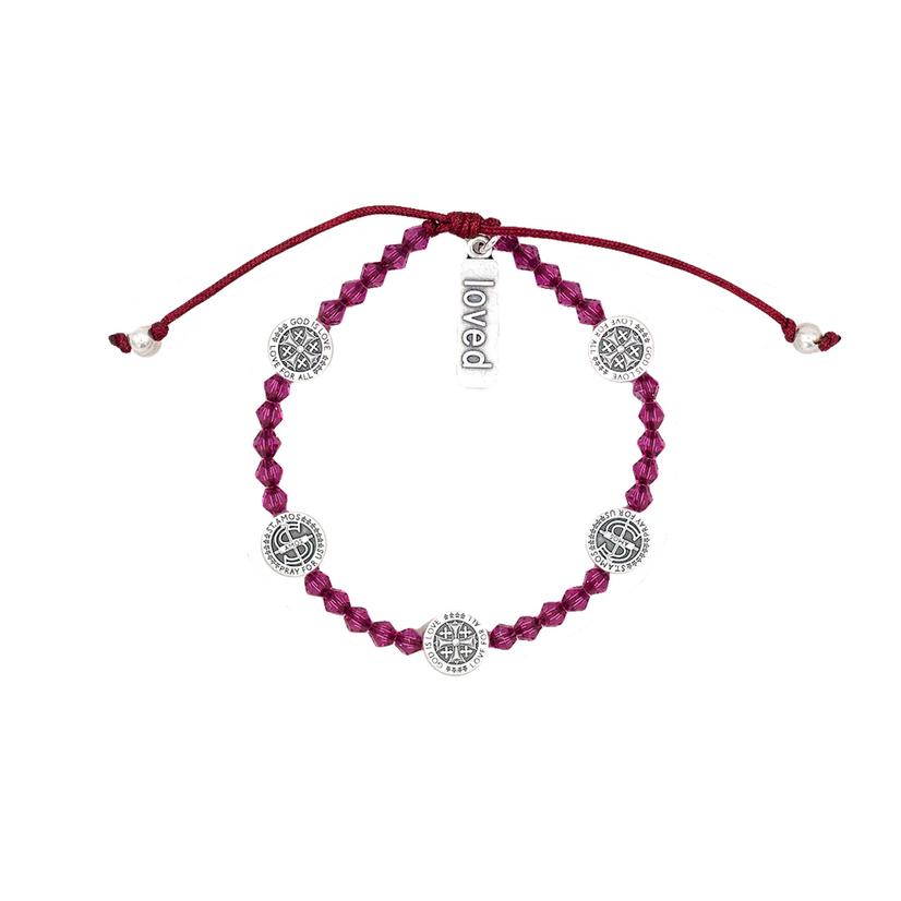 My Saint My Hero Blessings Power Pink Fuchsia Silver Bracelet