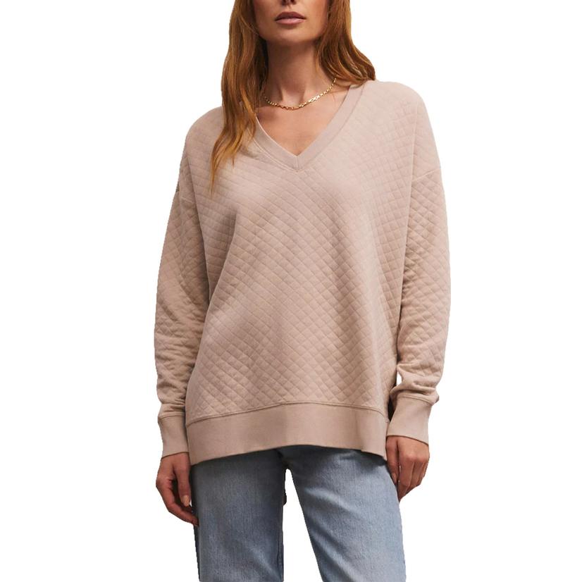 Z Supply Quilted Almond Modern Weekender Women's Sweater