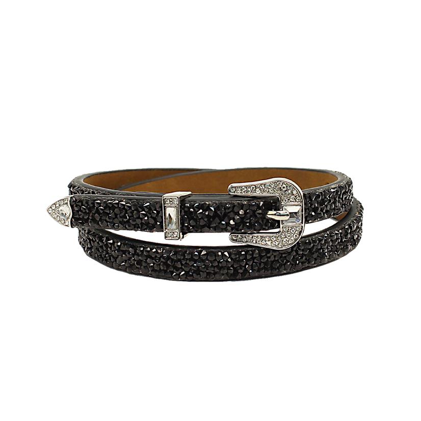 7/16" Black Rhinestone Hat Band