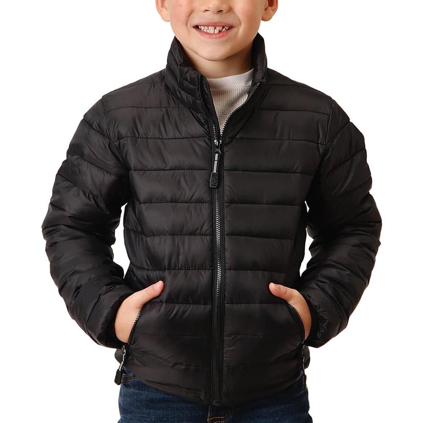 Roper Lightweight Crushable Black Boy's Zip Jacket