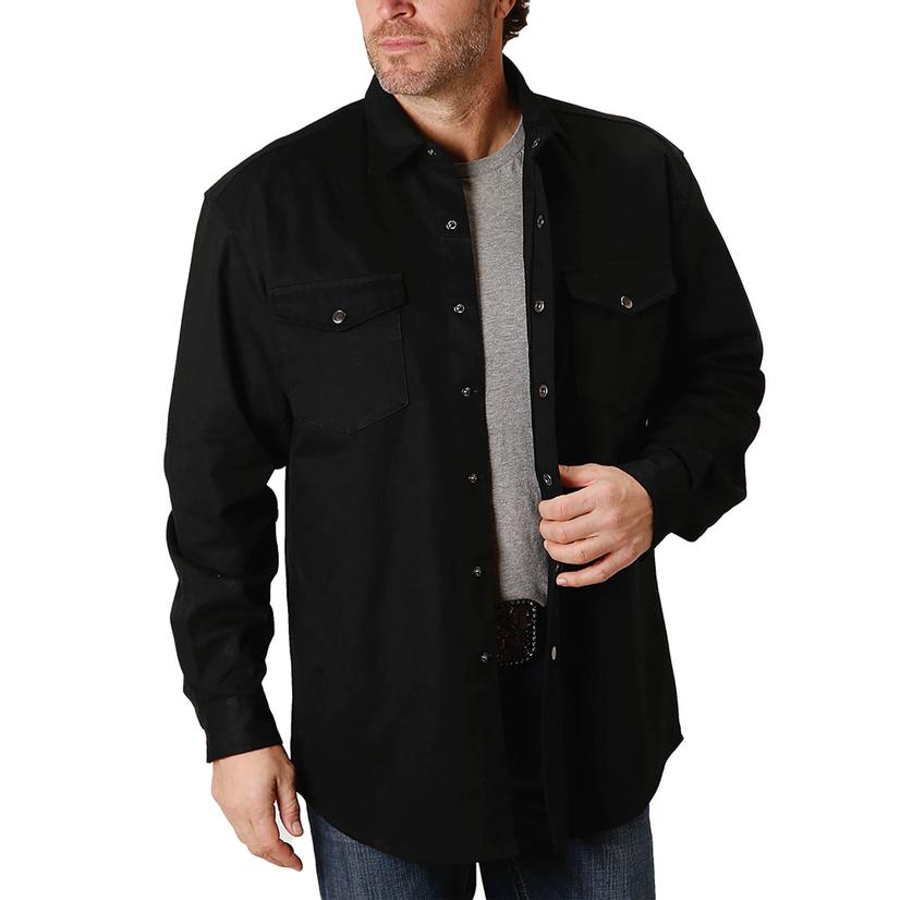 Roper Black Twill Long Sleeve Snap Men's Shirt