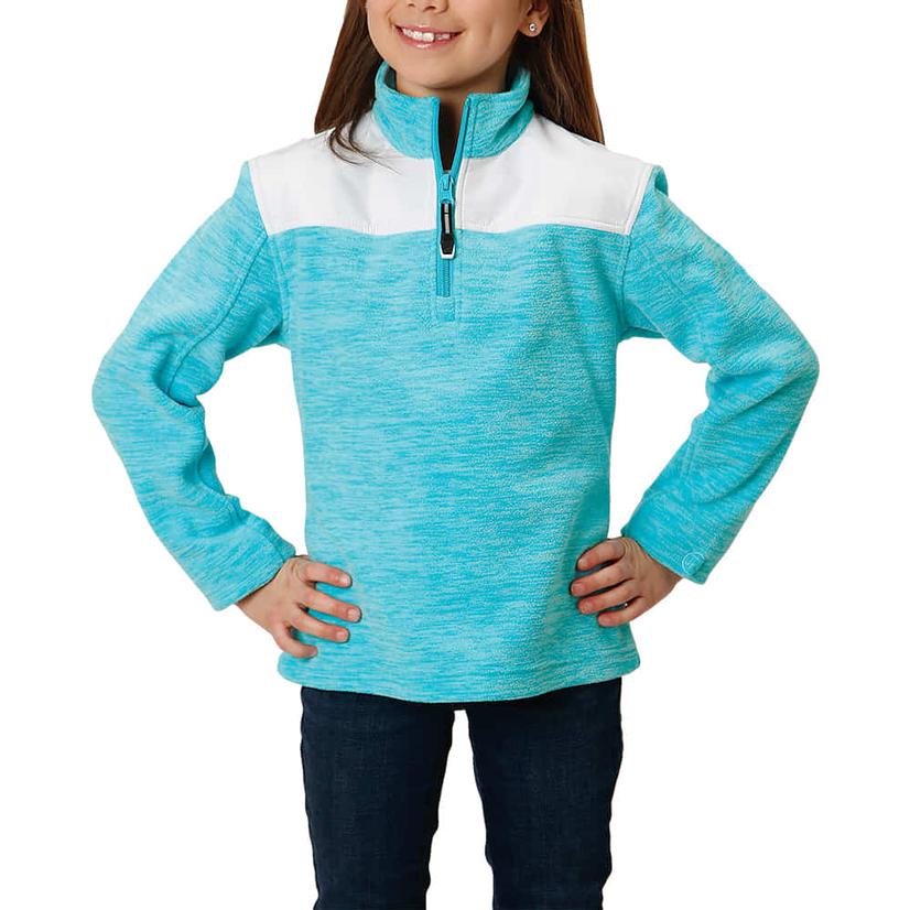 Roper Blue White Quarter Zip Girl's Pullover