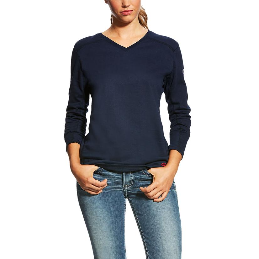 Ariat FR Crew Long Sleeve Navy Women's Shirt