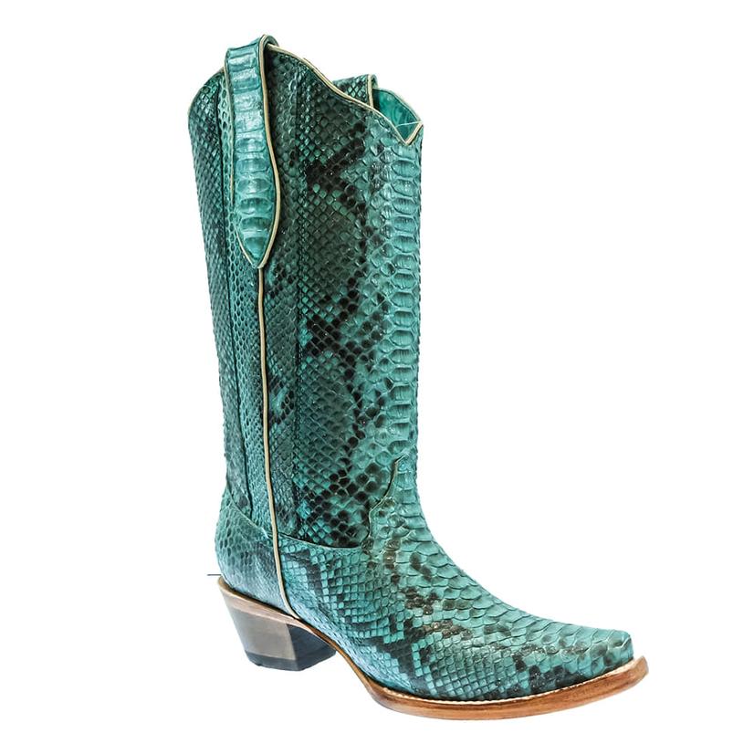 Corral Boot Co. Turquoise Full Exotic Python 13" Glitter Finish Women's Boots