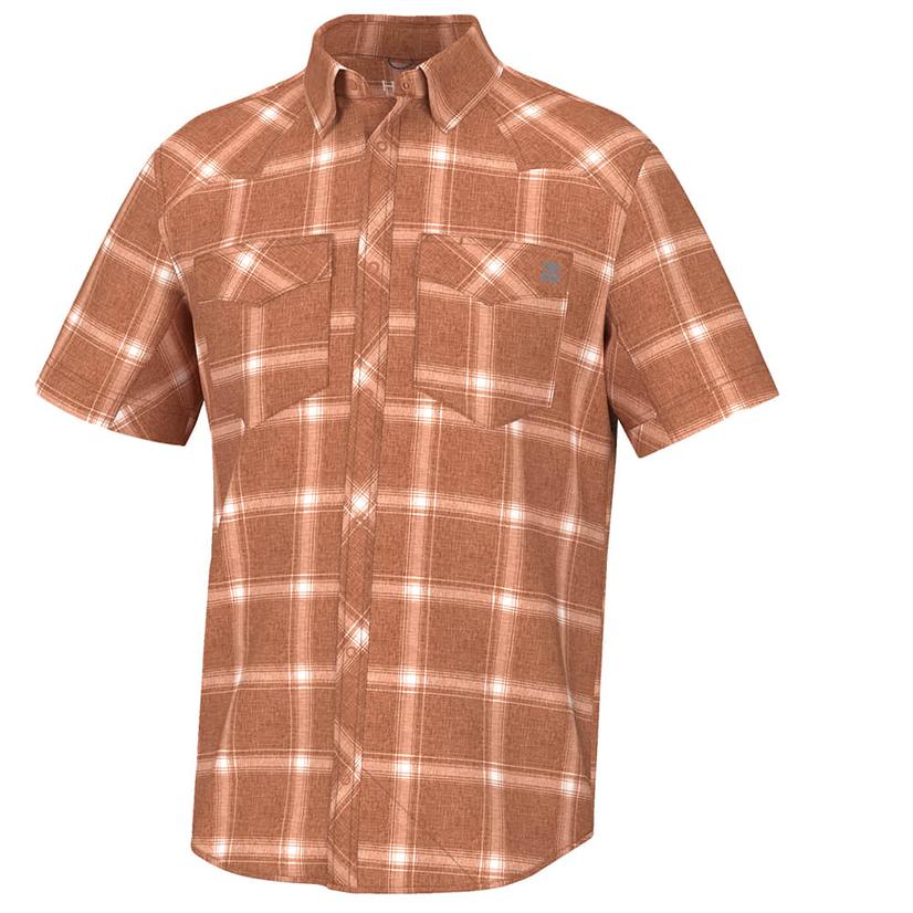 Huk Diamond Back Current Plaid Sunburn Short Sleeve Button-Down Men's Shirt