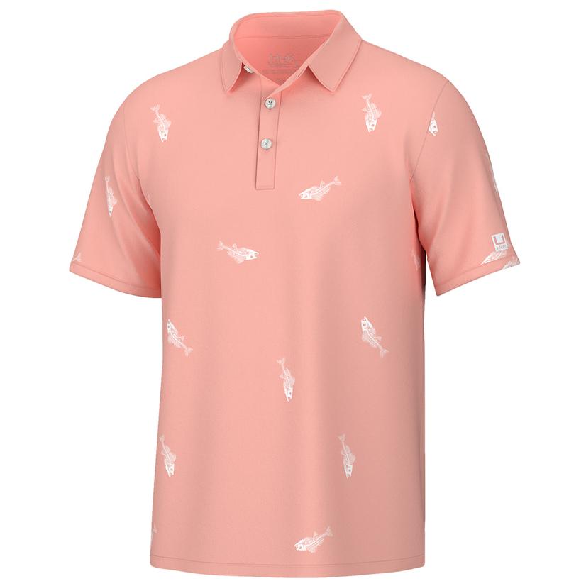 Huk Pursuit Fresh Bones Peach Nectar Short Sleeve Men's Shirt