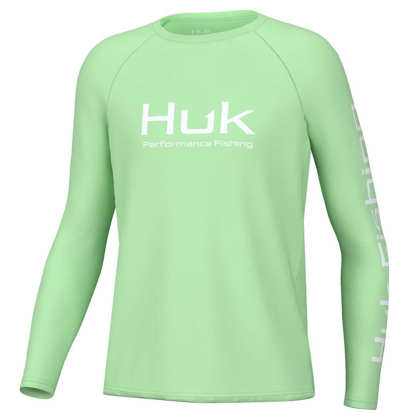 Huk Vented Pursuit Patina Green Long Sleeve Kids Tee