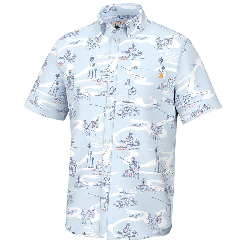 Huk Ice Water Kona Fish Bone Short Sleeve Men's Shirt