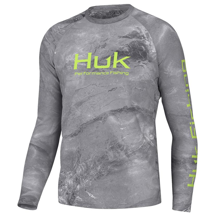 Huk Pursuit Mossy Oak Graphic Long Sleeve In Calmwater Silver Sky Men's Shirt