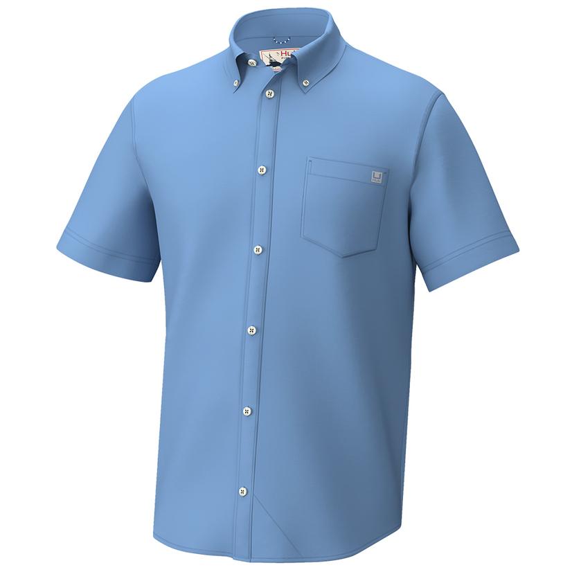 Huk Kona Solid Quiet Harbor Mist Men's Short Sleeve Shirt