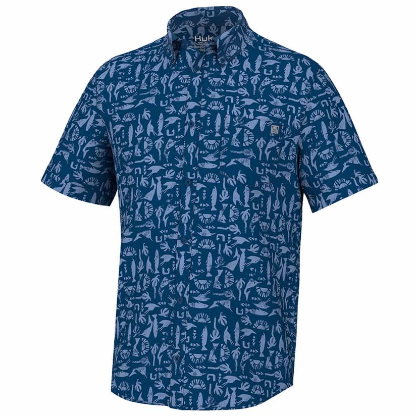 Huk Kona Batiki Naval Academy Men's Short Sleeve Shirt