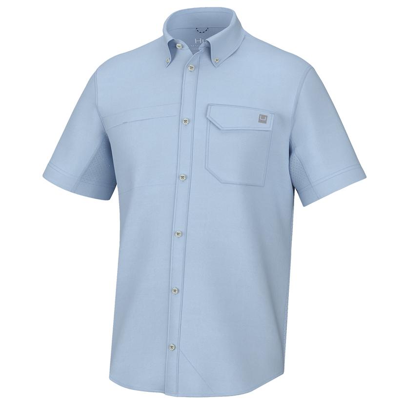 Huk Tide Point Ice Men's Short Sleeve Buttondown Shirt