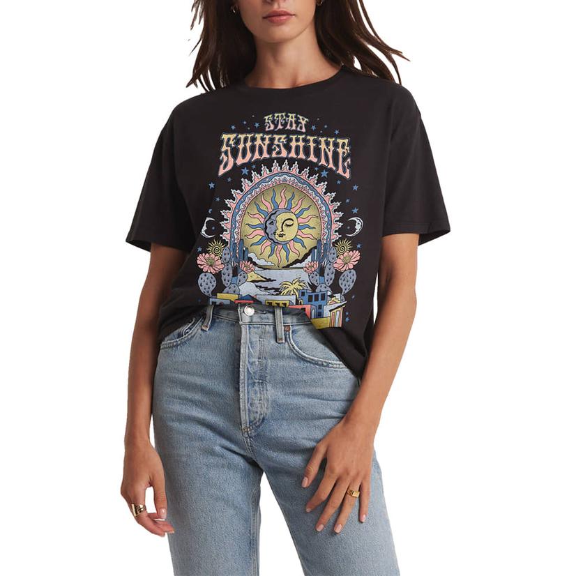 Z Supply Black Women's Village Boyfriend Tee