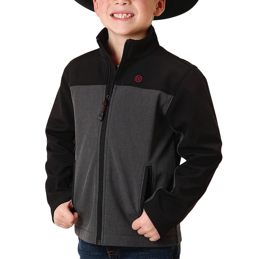 Roper Black and Grey Softshell Two Tone Boy's Jacket