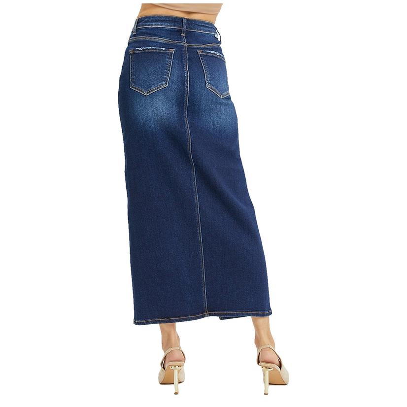 Risen High Rise Crossover Maxie Women's Skirt In Dark Wash