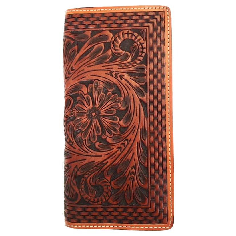 Western Fashion Accessories Cognac Men's Tooled Leather Wallet