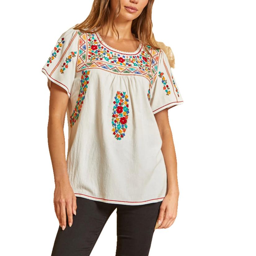 Savanna Jane Black or Ivory Embroidered Women's Top