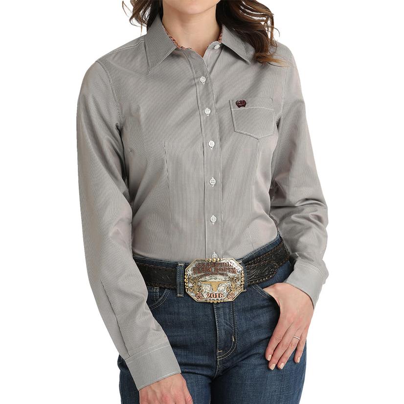 Cinch Long Sleeve Button-Down Women's Shirt