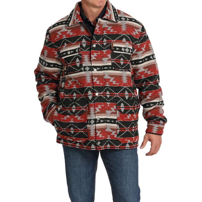 Cinch Red Aztec Print Twill Men's Ranch Jacket