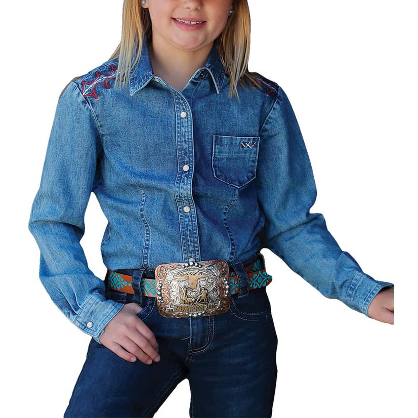 Cinch Girl's Denim Button-Down Long Sleeve Shirt