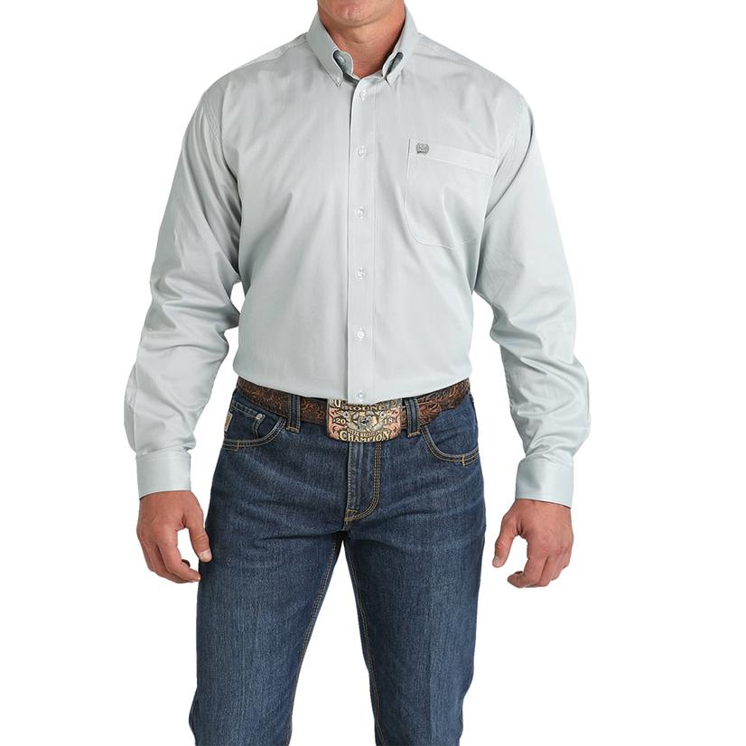 Cinch Men's Long Sleeve Button-Down Green Tencel Shirt