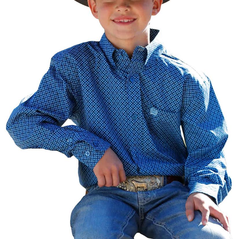 Cinch Royal Long Sleeve Boy's Button-Down Shirt