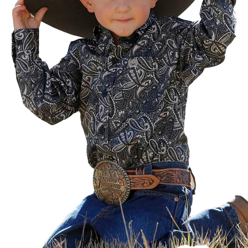 Cinch Boy's Black Button-Down Long Sleeve Shirt