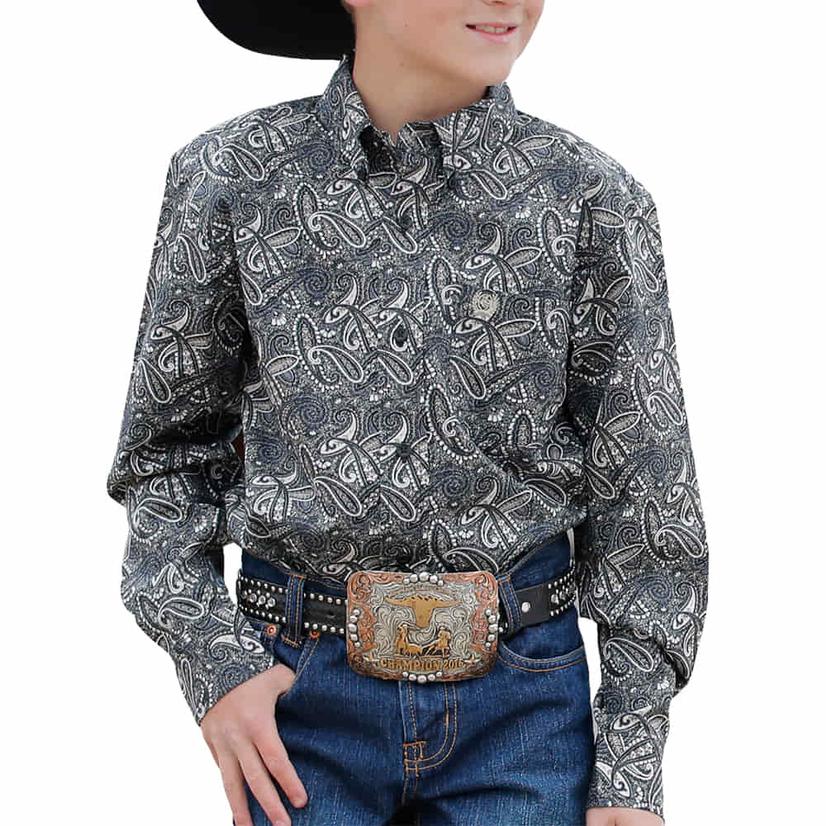 Cinch Black Boy's Button-Down Long Sleeve Shirt