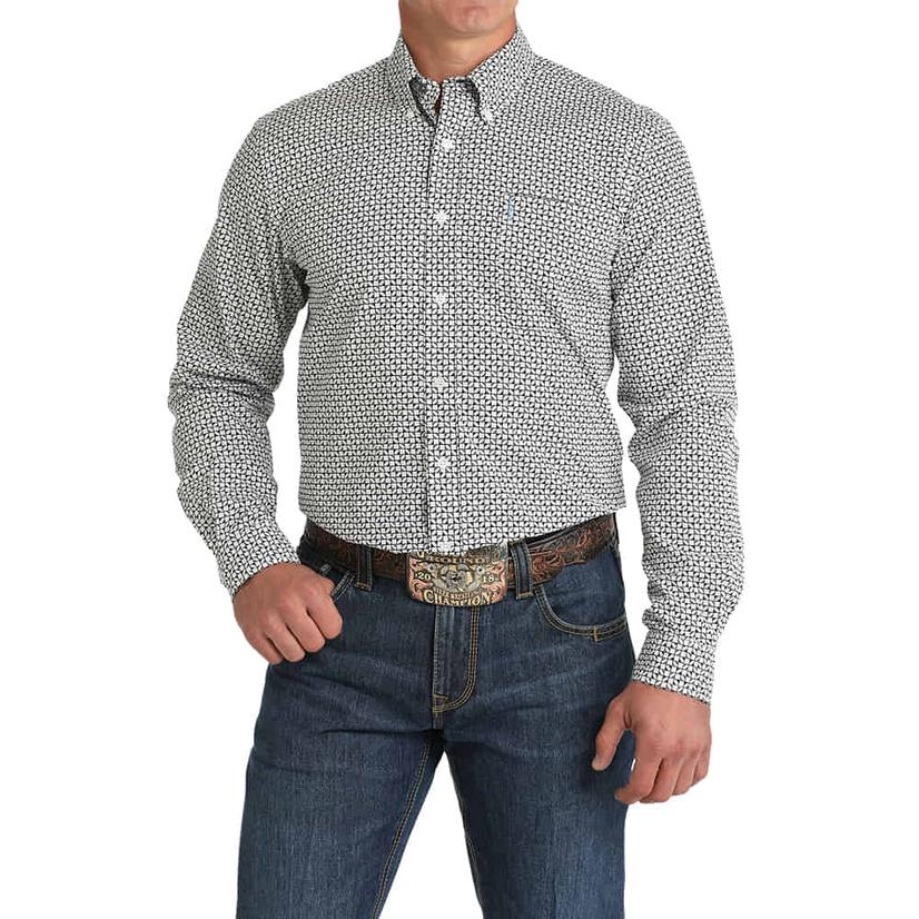 Cinch White Button-Down Long Sleeve Men's Shirt