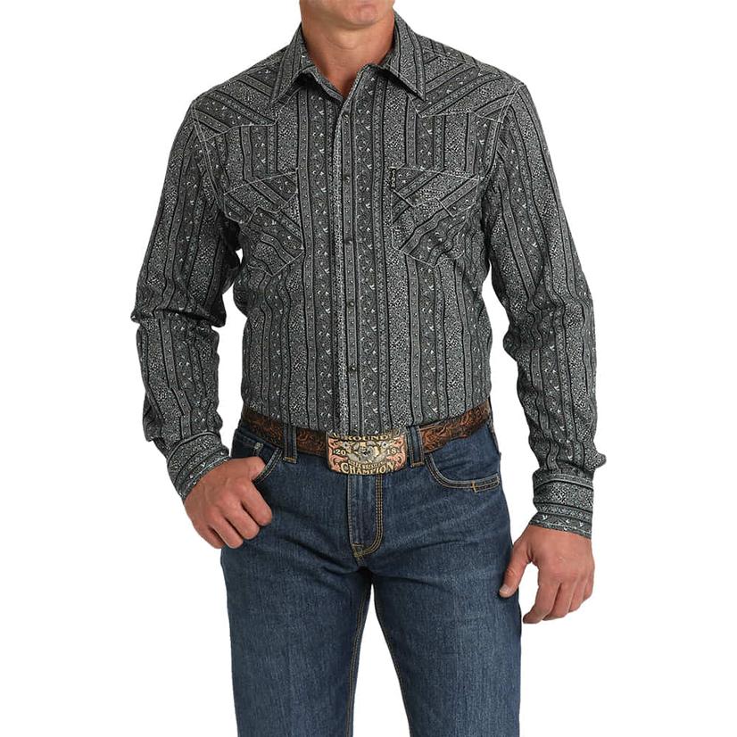 Cinch Long Sleeve Button-Down Black Men's Shirt