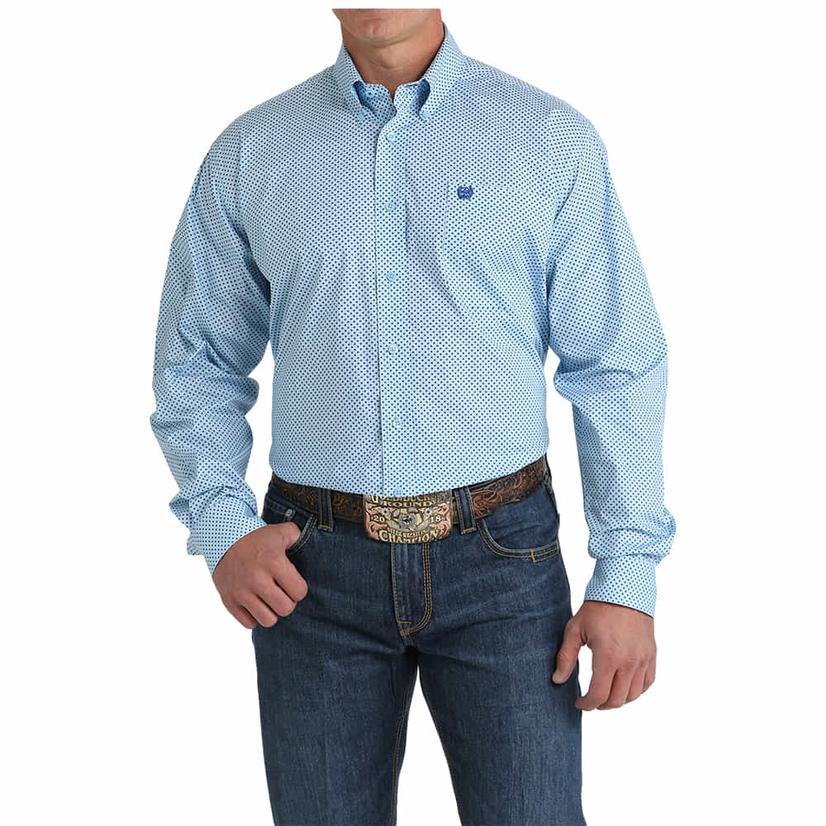 Cinch Blue Long Sleeve Button-Down Men's Shirt