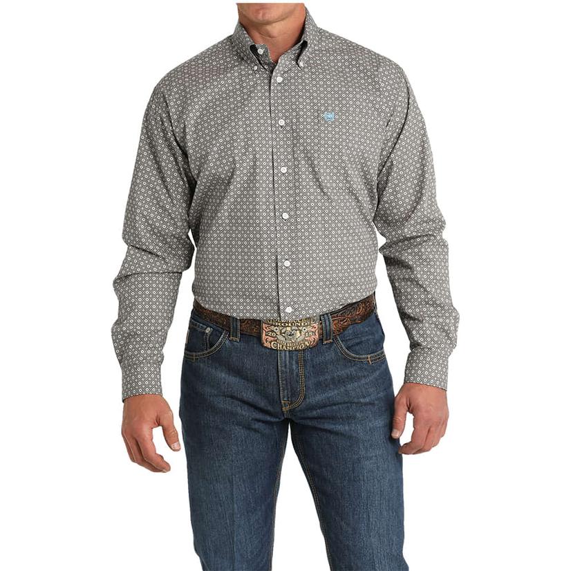 Cinch Long Sleeve Button-Down Blue Men's Shirt