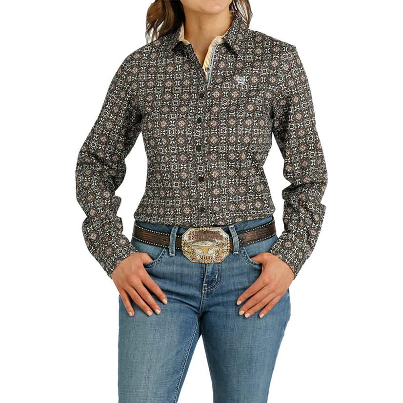 Cinch Grey Long Sleeve Button-Down Women's Shirt