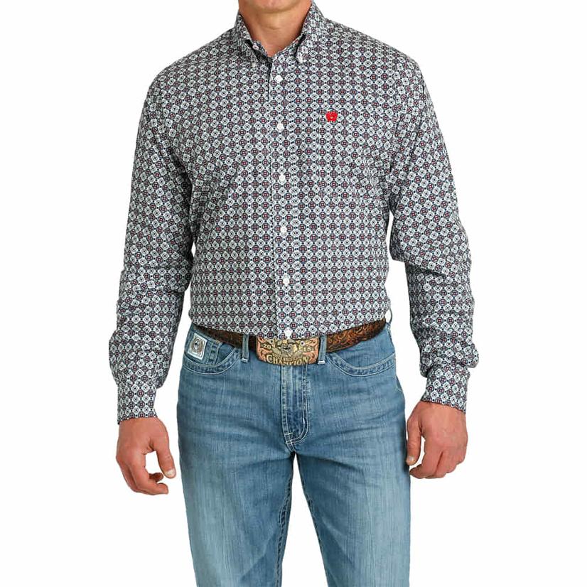 Cinch Long Sleeve Button-Down White Men's Shirt