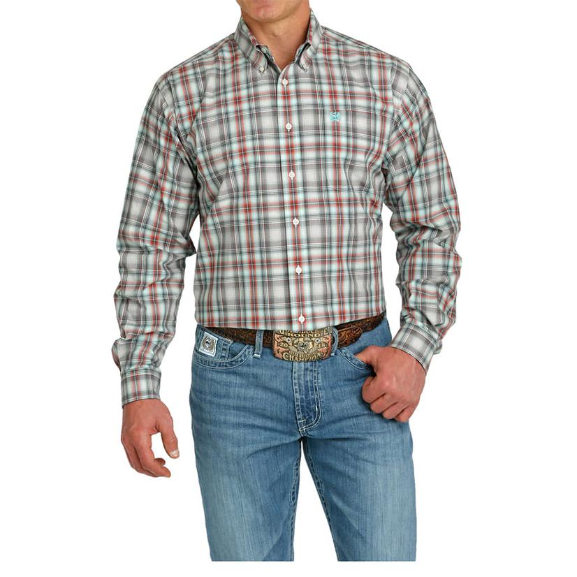 Cinch Multi-Colored Long Sleeve Button-Down Men's Shirt