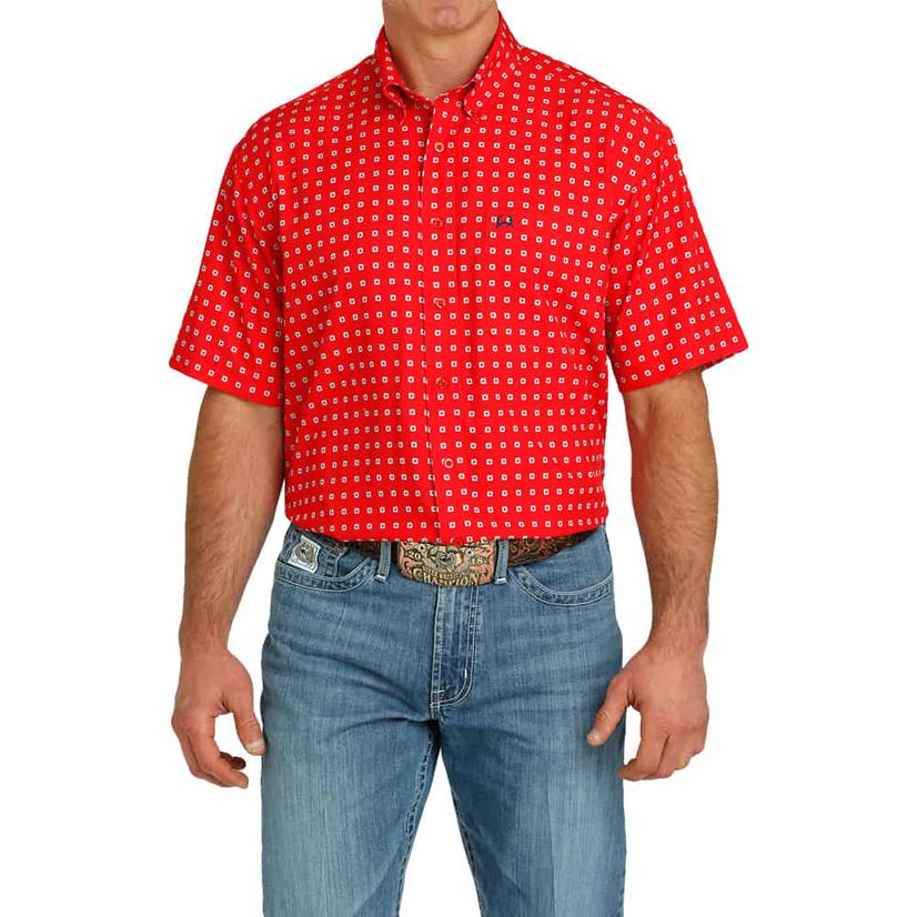 Cinch Red Arena Flex Short Sleeve Button-Down Men's Shirt