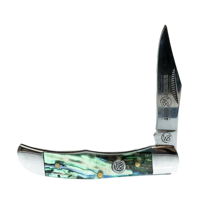 Whiskey Bent Knives Green Abalone Mini Hunter Knife