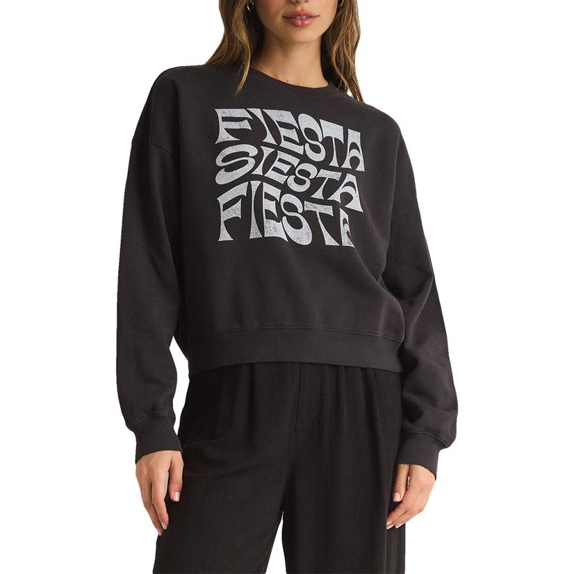 Z Supply Black Sand Fiesta Tomgirl Women's Sweatshirt