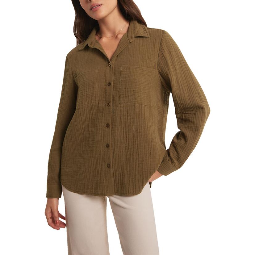 Z Supply Otter Kaili Button Up Gauze Women's Blouse