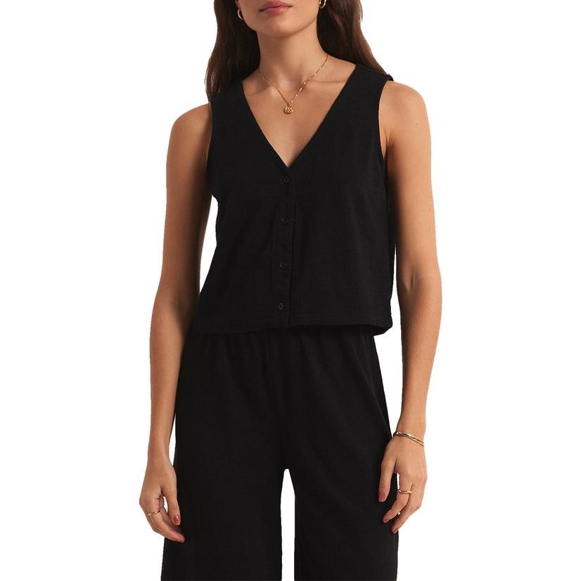 Z Supply Black Solace Textured Slub Women's Top