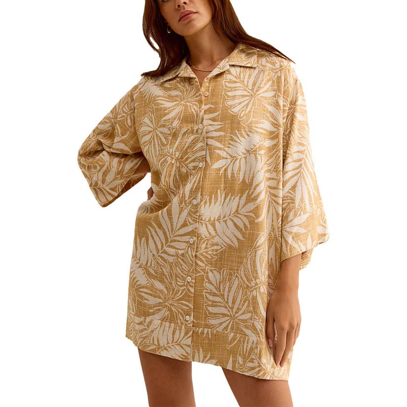 Z Supply Sandcastle Camden Sandy Bay Palm Women's Tunic Dress