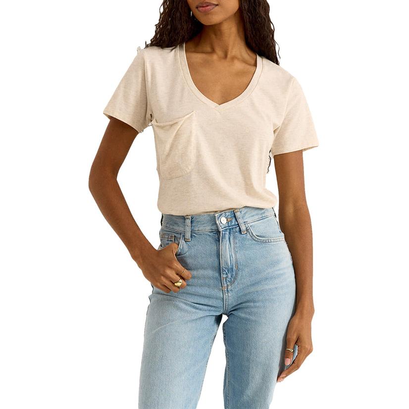 Z Supply Light Oatmeal Heather Women's Pocket Tee