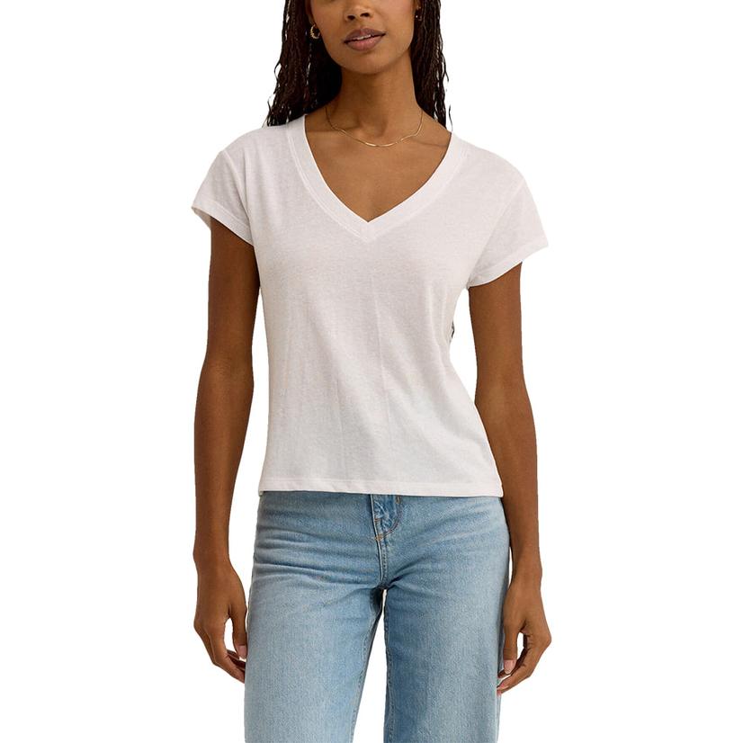 Z Supply White Modern Tri Blend V-Neck Women's Tee