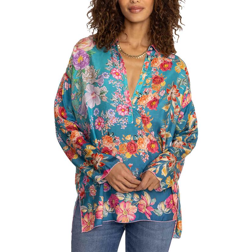 Johnny Was Blue Neutra Mara Women's Blouse