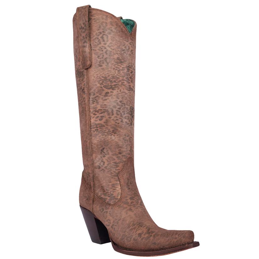 Corral Women's LD Brown Cheetah Metallic Suede Tall Top Boot