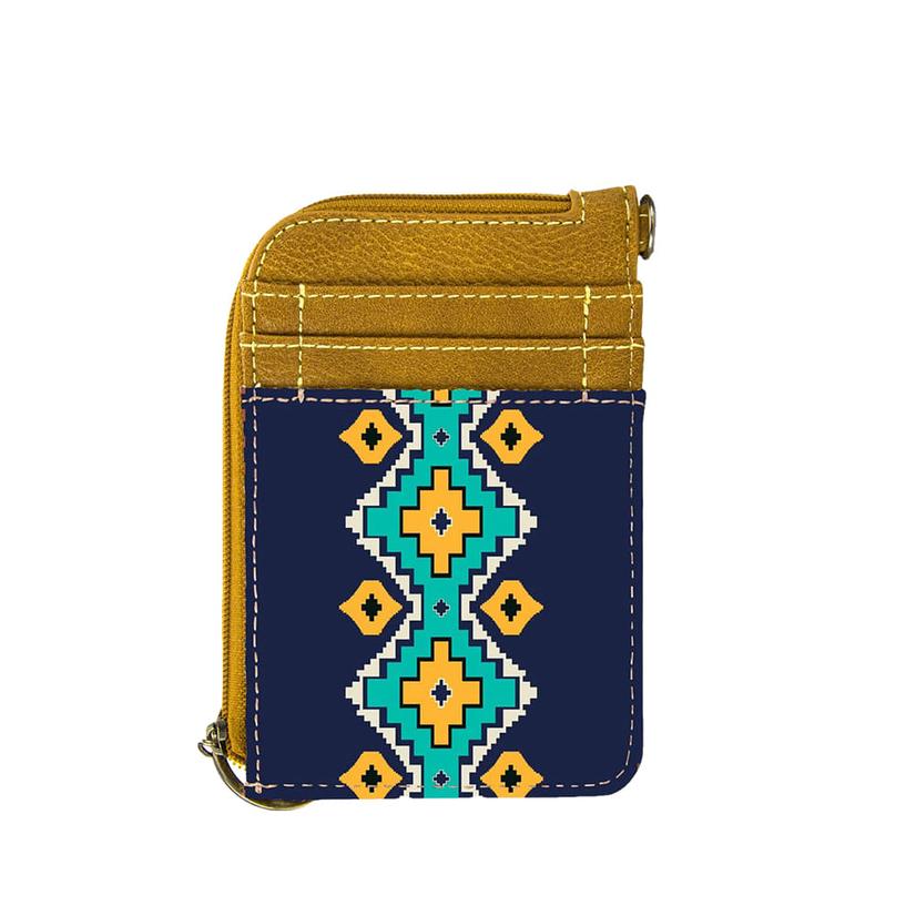 Wrangler Women's Mustard Southwestern Art Print Mini Zip Card Case