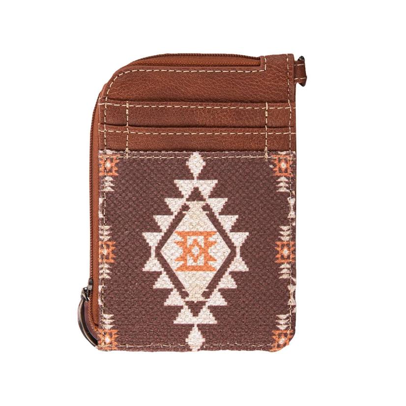 Wrangler Women's Coffee Southwestern Art Print Mini Zip Card Case